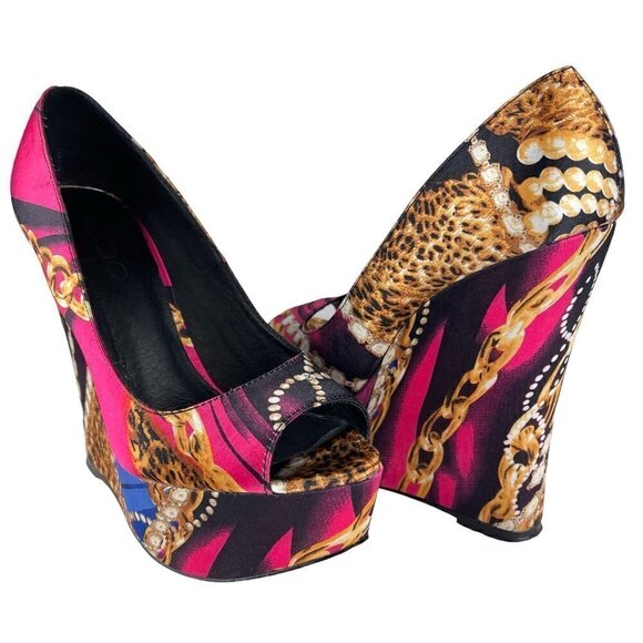 Aldo Torregrosa Peep Toe Platform Satin Wedge Women's Size 36 - Picture 8 of 11